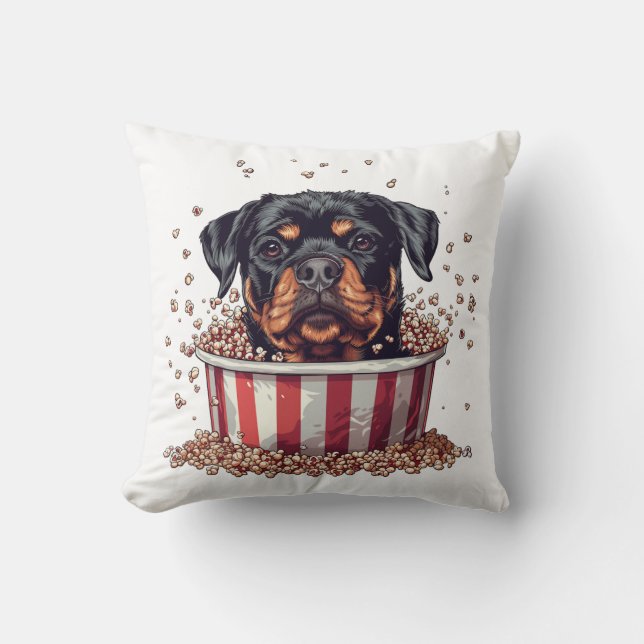 Rottweiler Dog Movie Popcorn Ecket Kissen (Vorderseite)