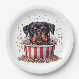 Rottweiler Dog Movie Popcorn Ecket Pappteller
