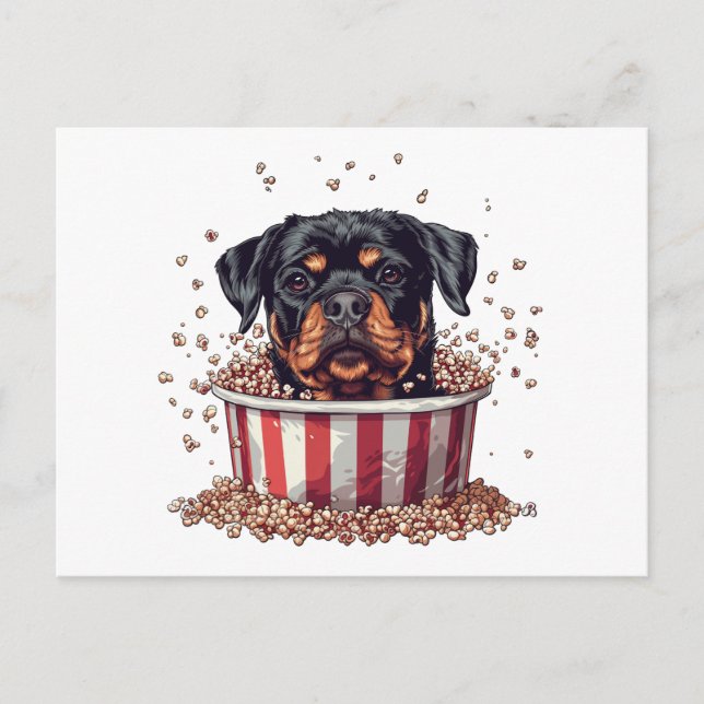 Rottweiler Dog Movie Popcorn Ecket Postkarte (Vorderseite)