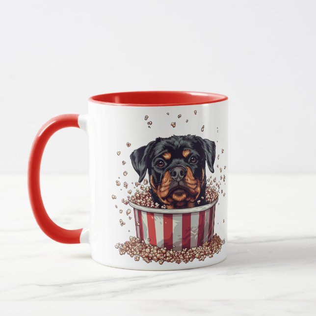 Rottweiler Dog Movie Popcorn Ecket Tasse (Links)