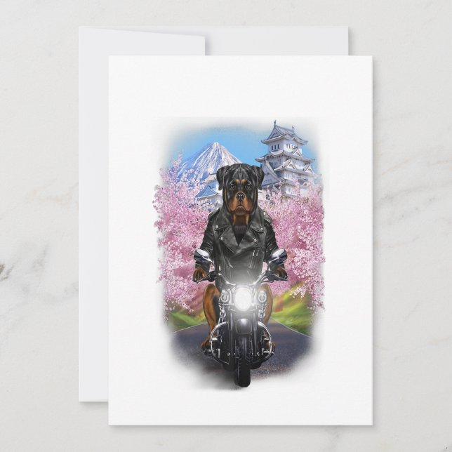 rottweiler dog on motorcycle tour japanese gifts ankündigung (Vorderseite)