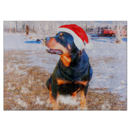 Rottweiler Dog Painting Glass Cutting Board Schneidebrett