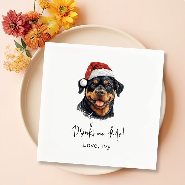 Rottweiler Dog Personalisierte Getränke auf mich Serviette (Von Creator hochgeladen)
