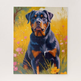 Rottweiler Dog Pet Portrait Painting Watercolor Puzzle