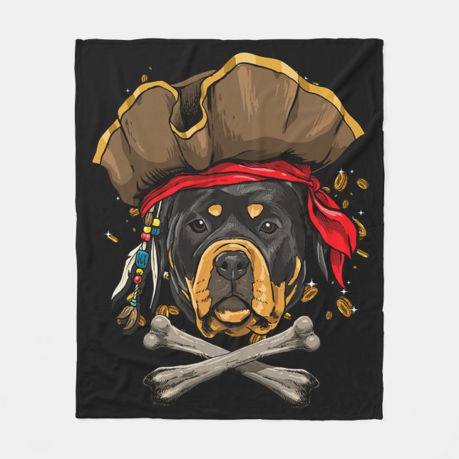 Rottweiler Dog Pirate Piratenflagge Flag Crossbone Fleecedecke (Vorderseite)