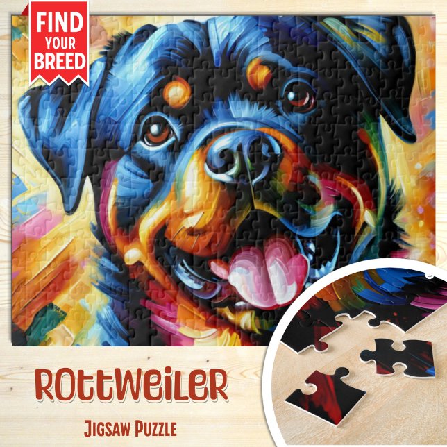 Rottweiler Dog Portrait Akrylkkunstdruckhund Puzzle (Von Creator hochgeladen)