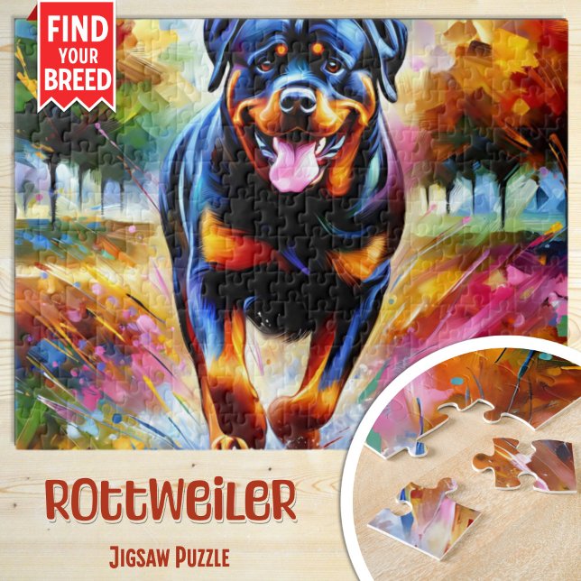 Rottweiler Dog Portrait Akrylkkunstdruckhund Puzzle (Von Creator hochgeladen)