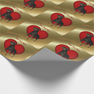 Rottweiler Dog Red Heart Geschenkpapier
