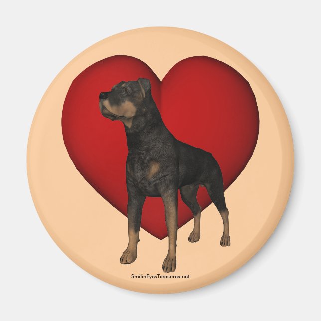 Rottweiler Dog Red Heart Magnet (Vorne)