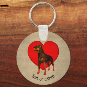 Rottweiler Dog Red Heart Personalized  Schlüsselanhänger