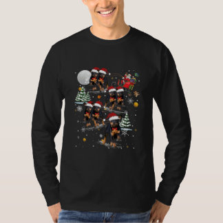 Rottweiler Dog Santa Claus Moon Funny Weihnachten T-Shirt