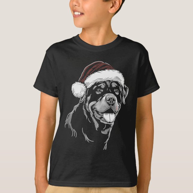 Rottweiler Dog Santa Hat Christmas Xmas Pajama  T-Shirt (Vorderseite)