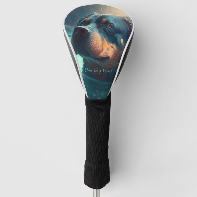 Rottweiler dog swimming in water 003 golf headcover (Vorderseite)