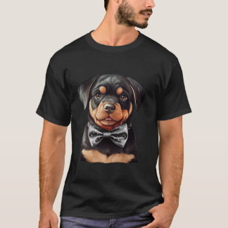 Rottweiler Dog Tragen Bow Krawatte Black Neckwear T-Shirt