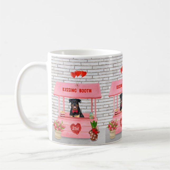 Rottweiler Dog Valentine's Day Kissing Booth Kaffeetasse (Links)
