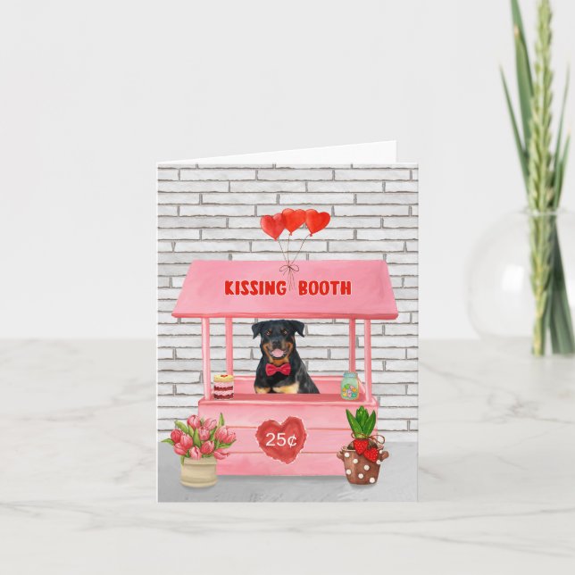 Rottweiler Dog Valentine's Day Kissing Booth Karte (Vorderseite)
