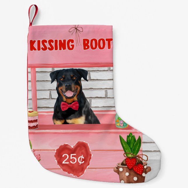 Rottweiler Dog Valentine's Day Kissing Booth Kleiner Weihnachtsstrumpf (Vorderseite)