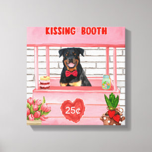 Rottweiler Dog Valentine's Day Kissing Booth Leinwanddruck