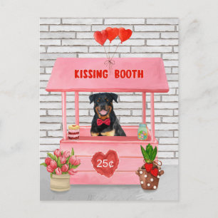 Rottweiler Dog Valentine's Day Kissing Booth Postkarte