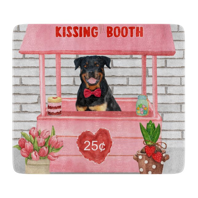 Rottweiler Dog Valentine's Day Kissing Booth Schneidebrett (Vorderseite)