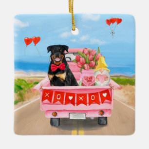 Rottweiler Dog Valentine's Day Lkw Herz Keramikornament