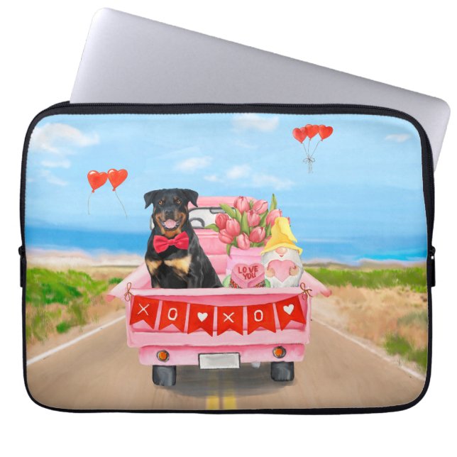 Rottweiler Dog Valentine's Day Lkw Herz Laptopschutzhülle (Vorderseite)