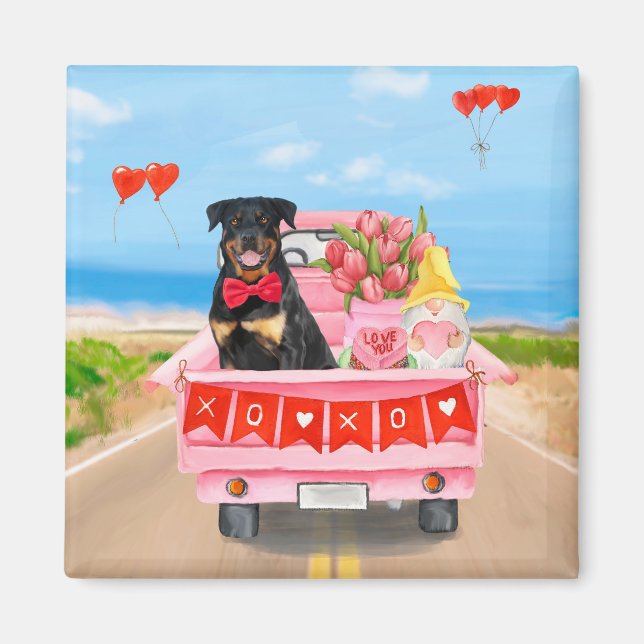 Rottweiler Dog Valentine's Day Lkw Herz Magnet (Vorne)