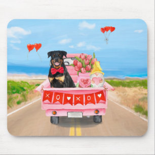Rottweiler Dog Valentine's Day Lkw Herz Mousepad