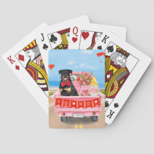 Rottweiler Dog Valentine's Day Lkw Herz Spielkarten