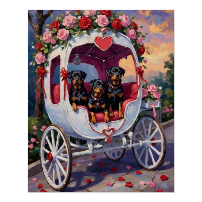 Rottweiler Dog Valentine's Day Poster (Vorderseite)