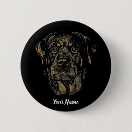 Rottweiler Dog Vintag Portrait Rottie Design Button