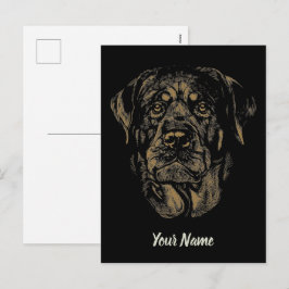 Rottweiler Dog Vintag Portrait Rottie Design Feiertagspostkarte