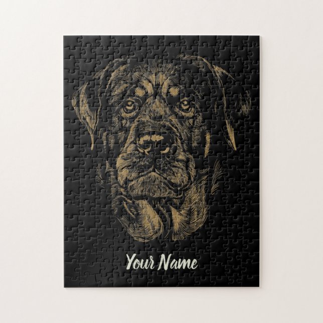 Rottweiler Dog Vintag Portrait Rottie Design Puzzle (Vertikal)