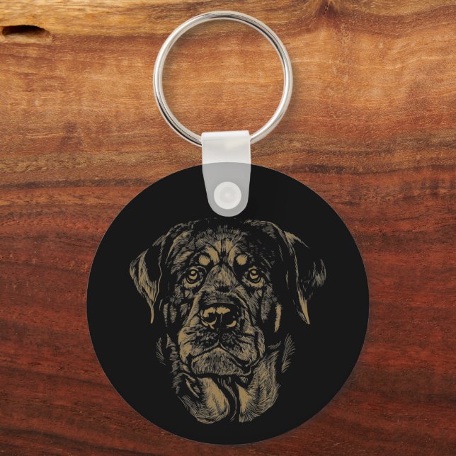 Rottweiler Dog Vintag Portrait Rottie Design Schlüsselanhänger (Vorderseite)