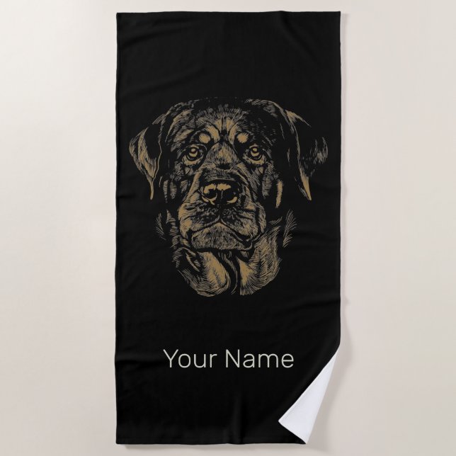 Rottweiler Dog Vintag Portrait Rottie Design Strandtuch (Vorderseite)
