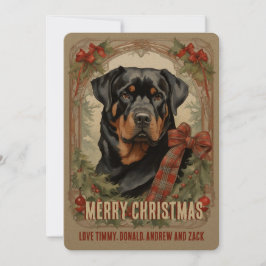 Rottweiler Dog Vintage Weihnachtskarte Feiertagskarte