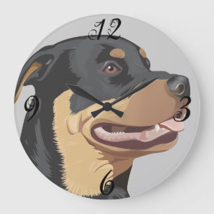 Rottweiler Dog Wall Clock Große Wanduhr
