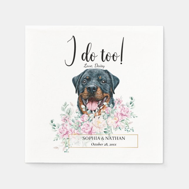 Rottweiler Dog Wedding Cocktail Napkins Serviette (Vorderseite)