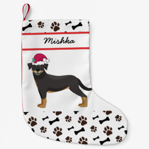 Rottweiler Dog Weihnachten mit eigenem Hundenamen Kleiner Weihnachtsstrumpf