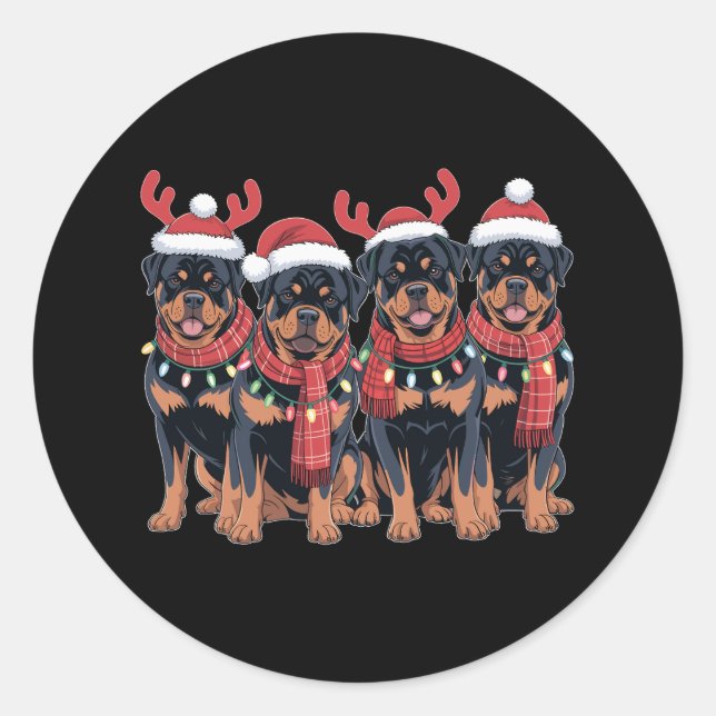 Rottweiler Dog Weihnachten Weihnachten Weihnachten Runder Aufkleber (Vorderseite)