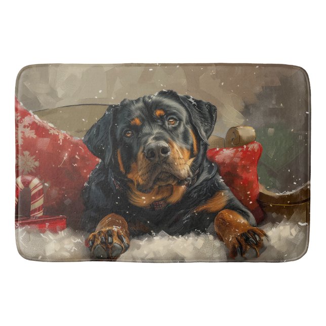 Rottweiler Dog Weihnachtsfest Badematte (Vorderseite)