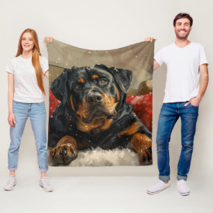 Rottweiler Dog Weihnachtsfest Fleecedecke