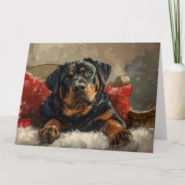 Rottweiler Dog Weihnachtsfest Karte (Vorderseite)