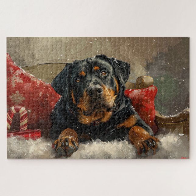 Rottweiler Dog Weihnachtsfest Puzzle (Horizontal)