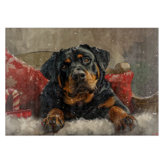 Rottweiler Dog Weihnachtsfest Schneidebrett (Vorderseite)