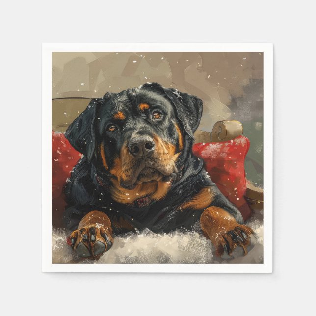 Rottweiler Dog Weihnachtsfest Serviette (Vorderseite)