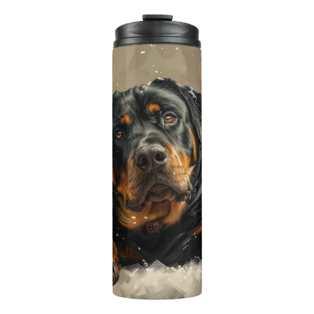 Rottweiler Dog Weihnachtsfest Thermosbecher (Vorderseite)