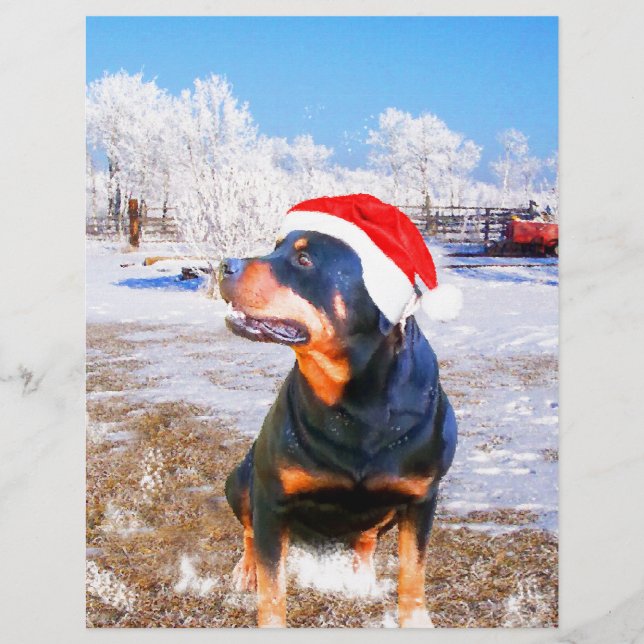 Rottweiler Dog Weihnachtsmalerei (Vorderseite)