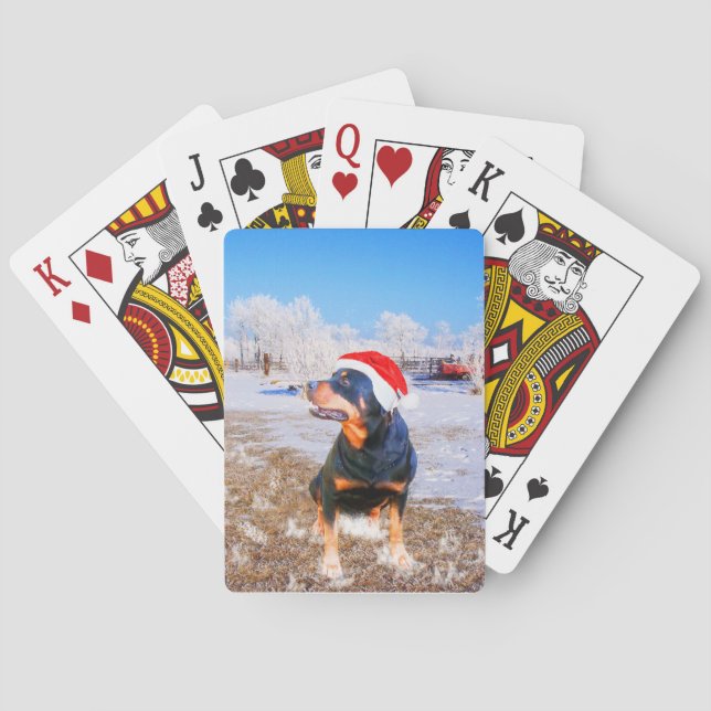 Rottweiler Dog Weihnachtsmalerei Spielkarten (Rückseite)