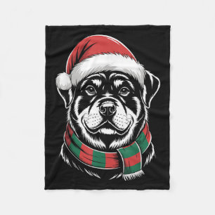 Rottweiler Dog Xmas Weihnachtsmannmütze Weihnachts Fleecedecke